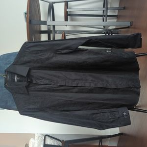 NWOT Men's Express Slim Fit Button Down Black Paisley Dress Shirt Size Medium